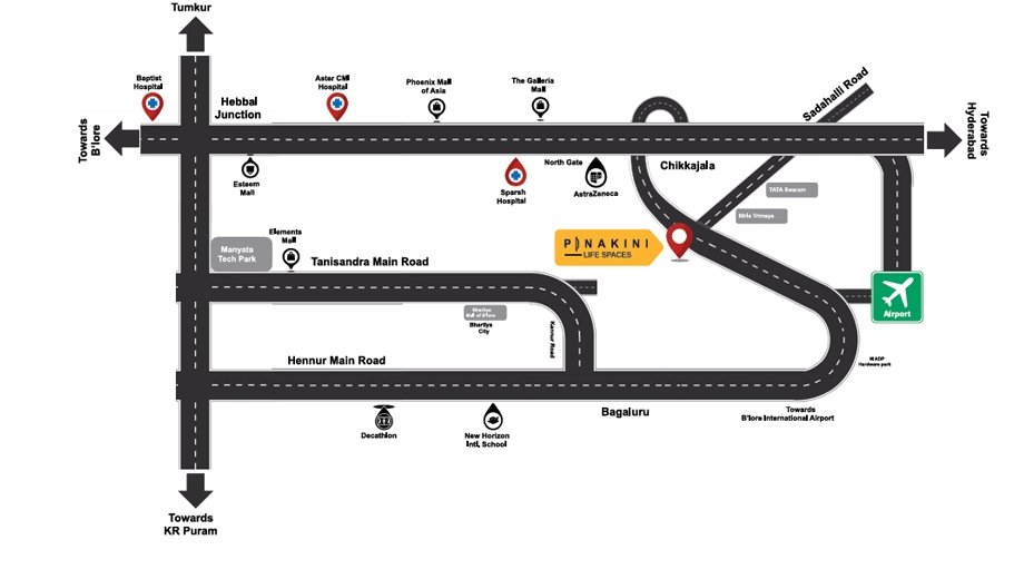 Location of SSE Pinakini Life Spaces Phase 1 in Shettigere, Bangalore - Image 426981