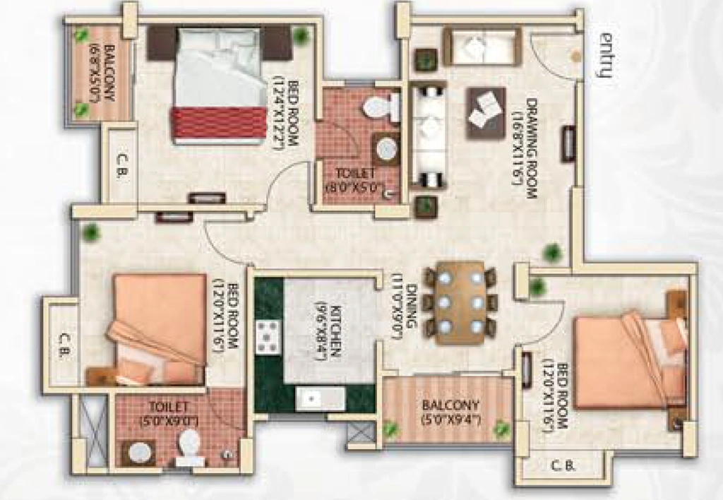 3 BHK Flat in Achyut Nest in VIP Road, Guwahati - Image 927847