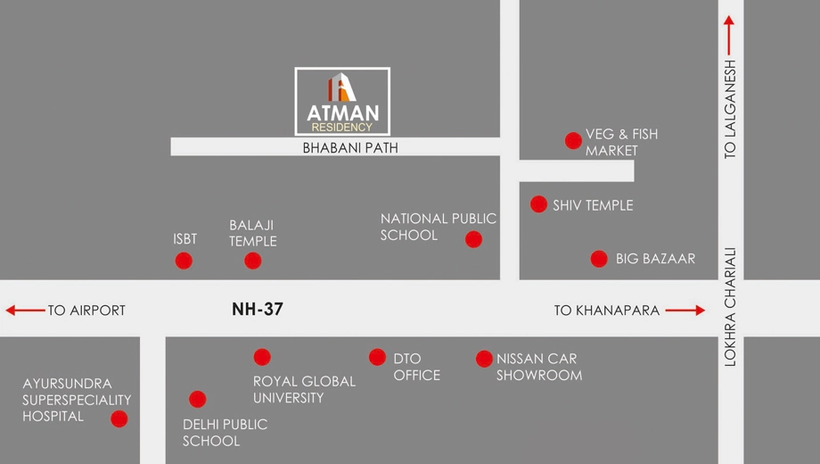 Location of Atman Residency in Betkuchi, Guwahati - Image 427043