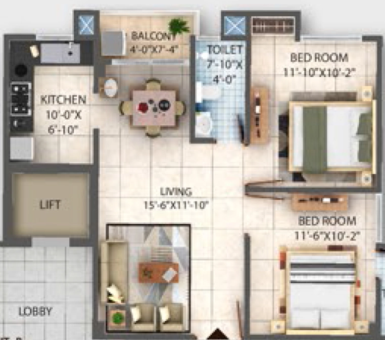 2 BHK Flat in BB Utsav in Lokhra, Guwahati - Image 927879