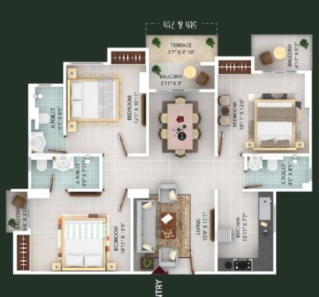 3 BHK Flat in Eaststone SHB in Dhirenpara, Guwahati - Image 927906