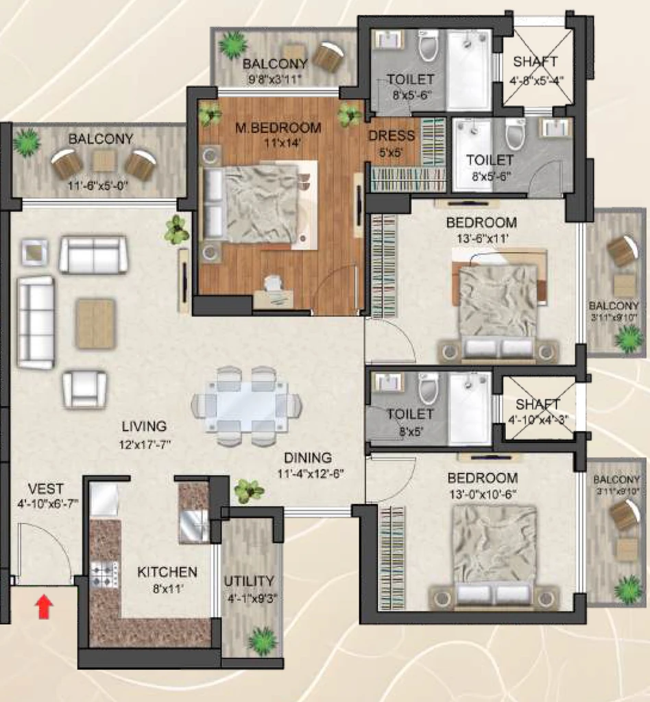 3 BHK Flat in Abhyudaya Celestial in Gomti Nagar Extension, Lucknow - Image 927911