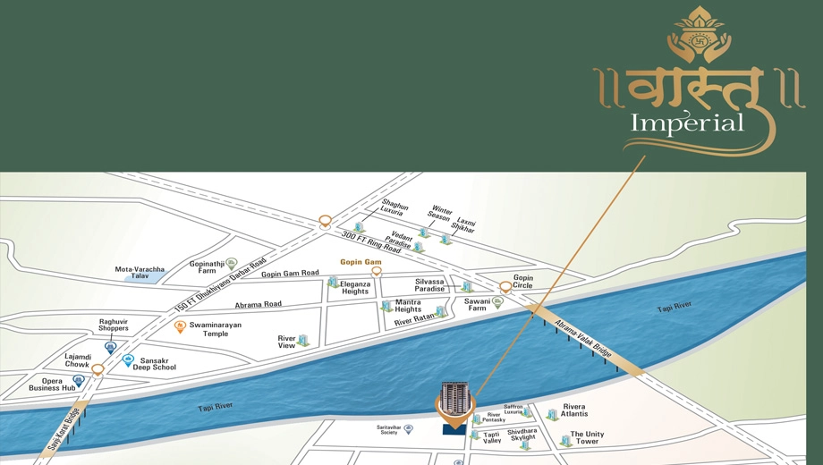 Location of Vastu Imperial in Sarthana Jakat Naka, Surat - Image 427143