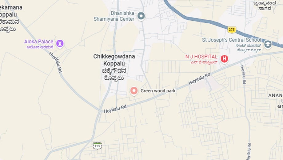 Location of Ashvini Green Woods Park in Yelwala, Mysore - Image 427273