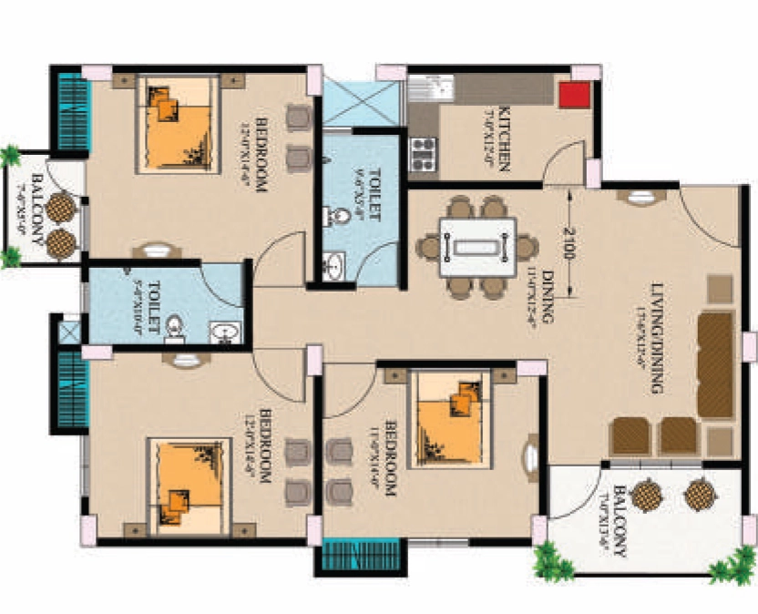 3 BHK Flat in Achyut Heights in VIP Road, Guwahati - Image 927924