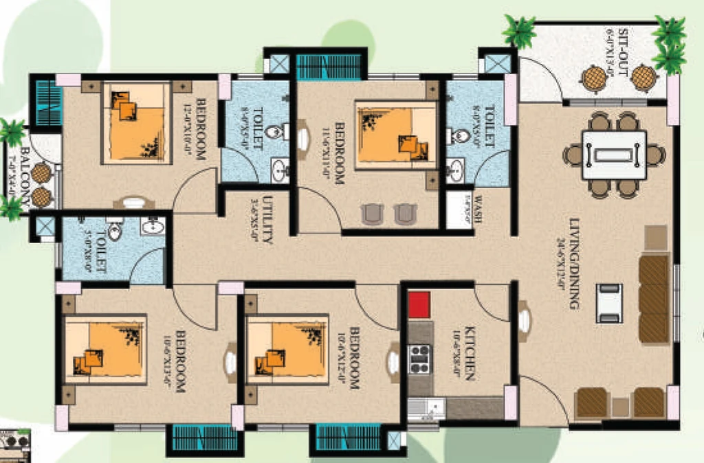 4 BHK Flat in Achyut Heights in VIP Road, Guwahati - Image 927925