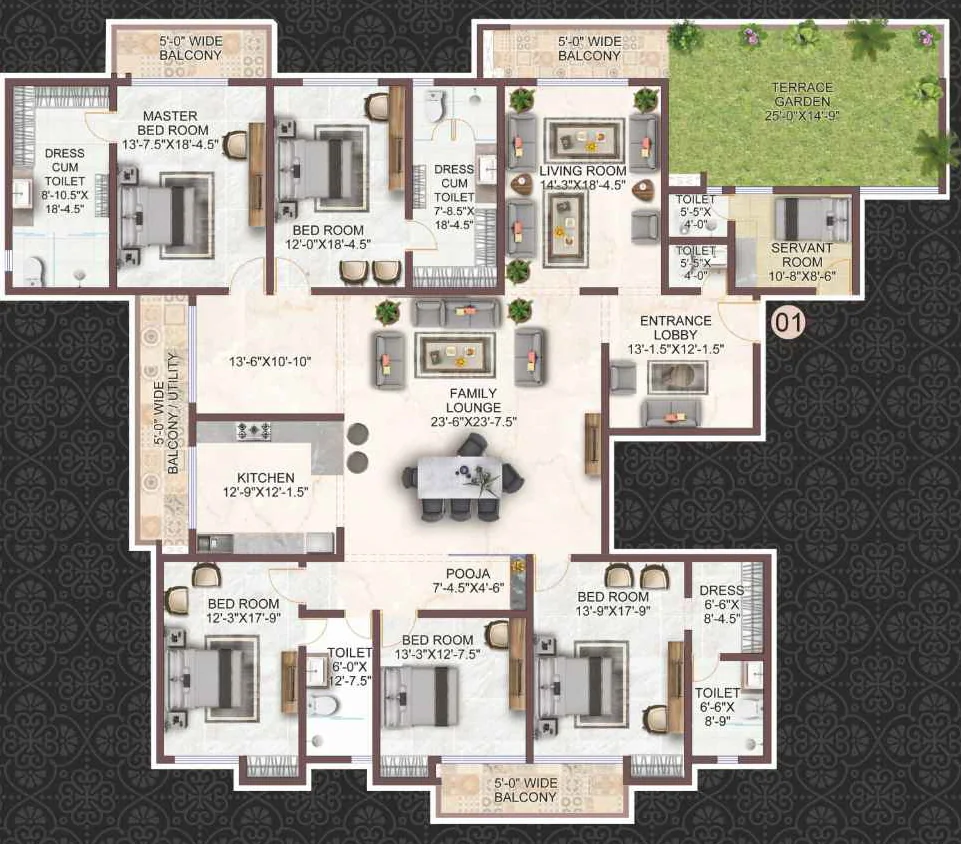 5 BHK Flat in Chinmay Urbanac Sky Mansion in null, Lucknow - Image 928016