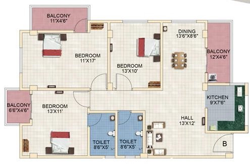 3 BHK Flat in Metro Heights in Birubari, Guwahati - Image 928012