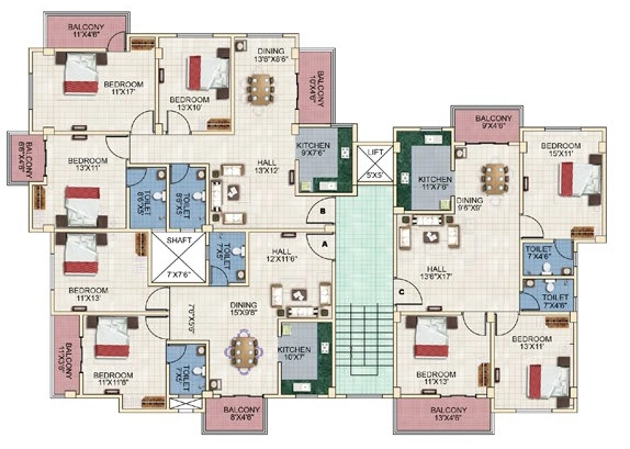 Floor Plan of Metro Heights in Birubari, Guwahati - Image 427346