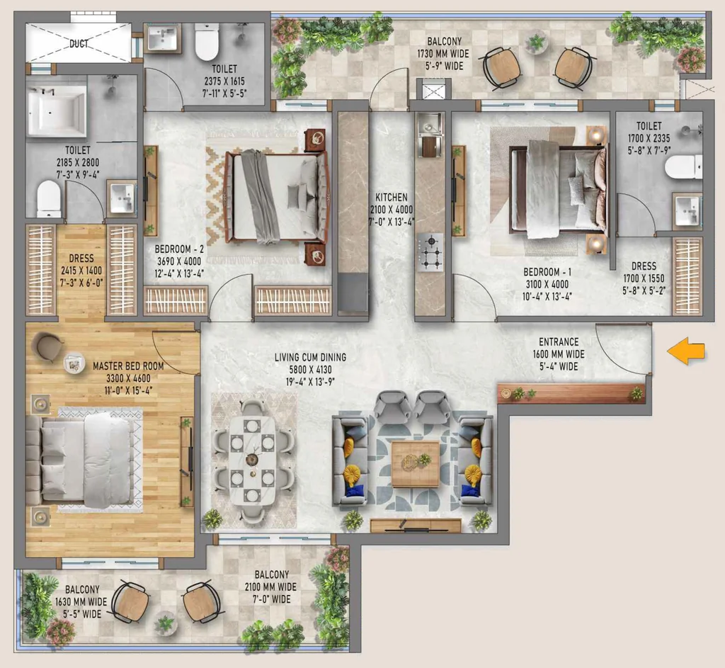 3 BHK Flat in DPS Meridian Heights in Sultanpur Road, Lucknow - Image 928050