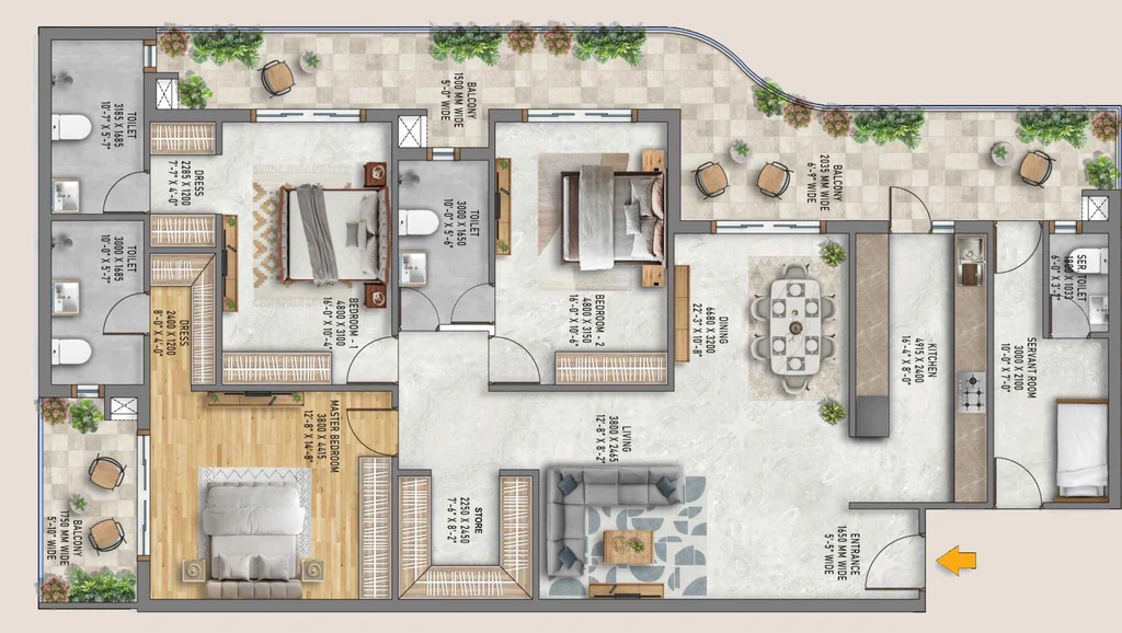 3 BHK Flat in DPS Meridian Heights in Sultanpur Road, Lucknow - Image 928051