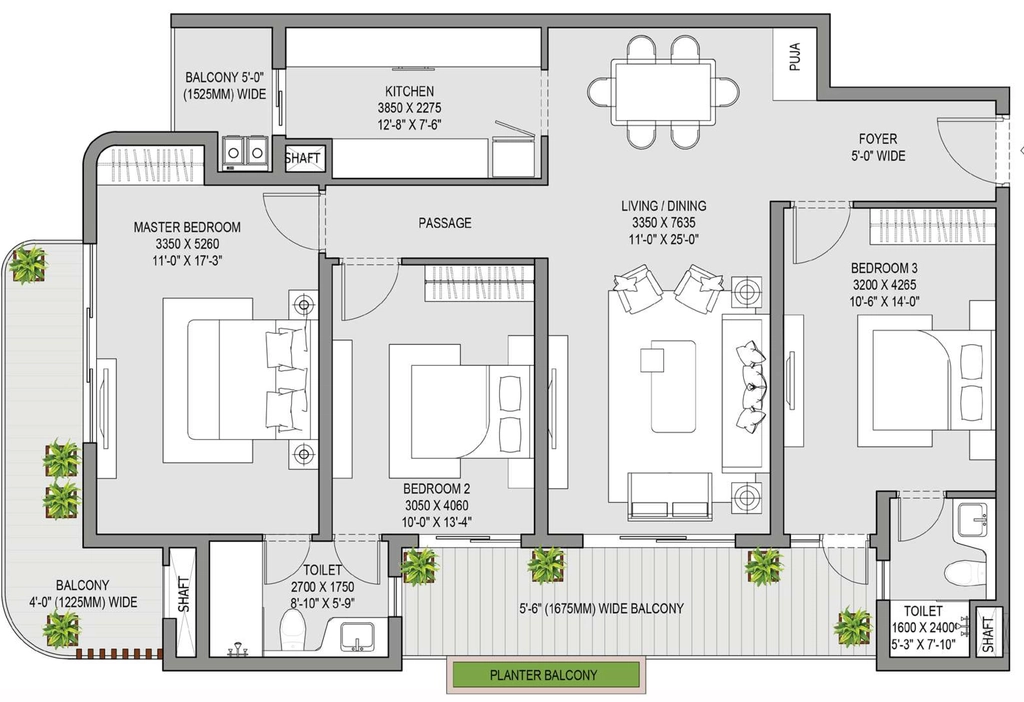 3 BHK Flat in Eldeco Hanging Gardens in Amar Shaheed Path, Lucknow - Image 928058