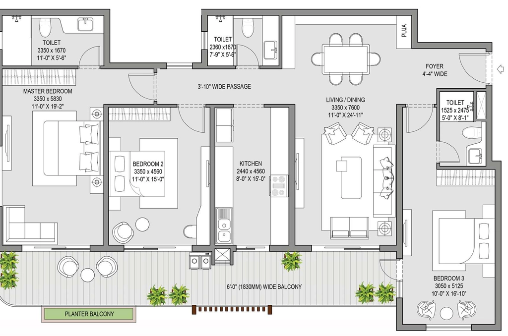 3 BHK Flat in Eldeco Hanging Gardens in Amar Shaheed Path, Lucknow - Image 928059