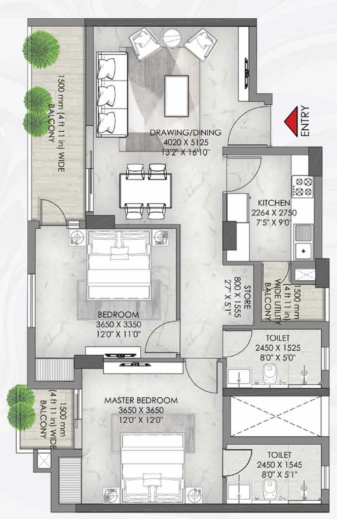2 BHK Flat in Eldeco Skywalk in IIM Road, Lucknow - Image 928064
