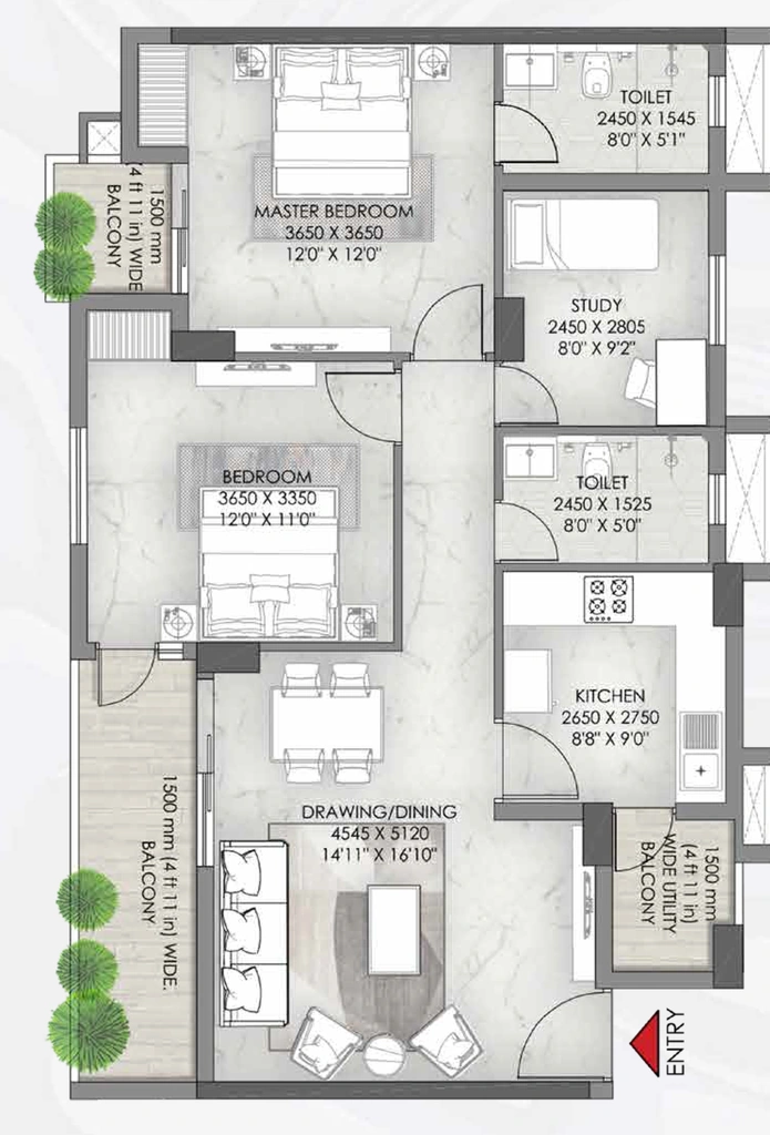 2 BHK Flat in Eldeco Skywalk in IIM Road, Lucknow - Image 928065