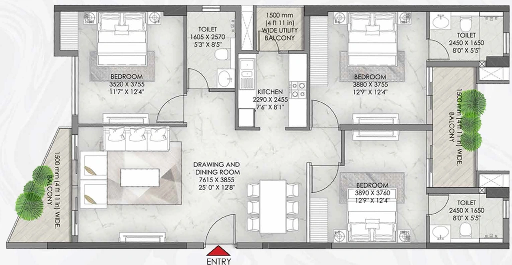3 BHK Flat in Eldeco Skywalk in IIM Road, Lucknow - Image 928068