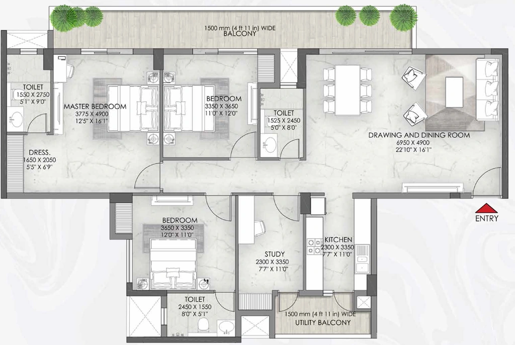 3 BHK Flat in Eldeco Skywalk in IIM Road, Lucknow - Image 928071