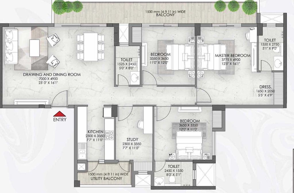 3 BHK Flat in Eldeco Skywalk in IIM Road, Lucknow - Image 928072