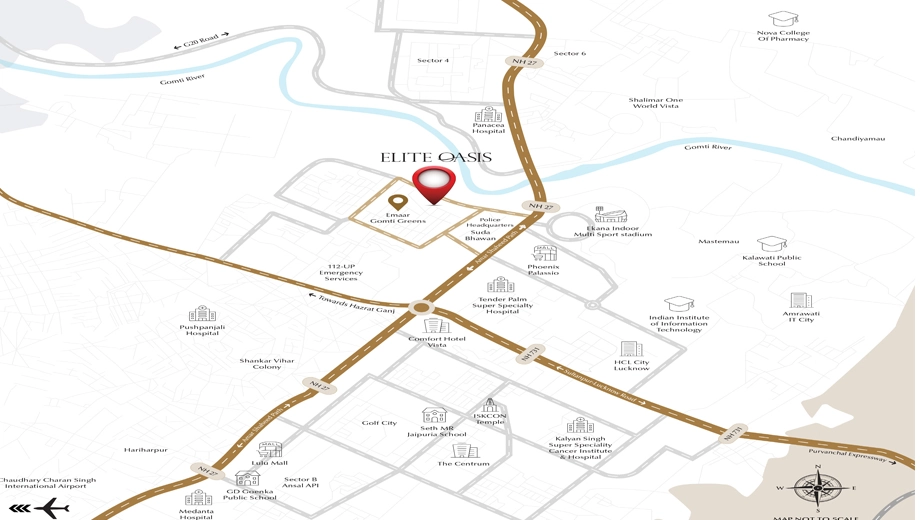 Location of Emaar Elite Oasis in Gomti Nagar Extension, Lucknow - Image 427490