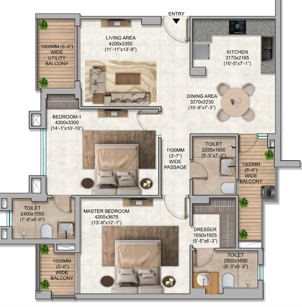 2 BHK Flat in Shades Evara Shades in Faizabad Road, Lucknow - Image 928077