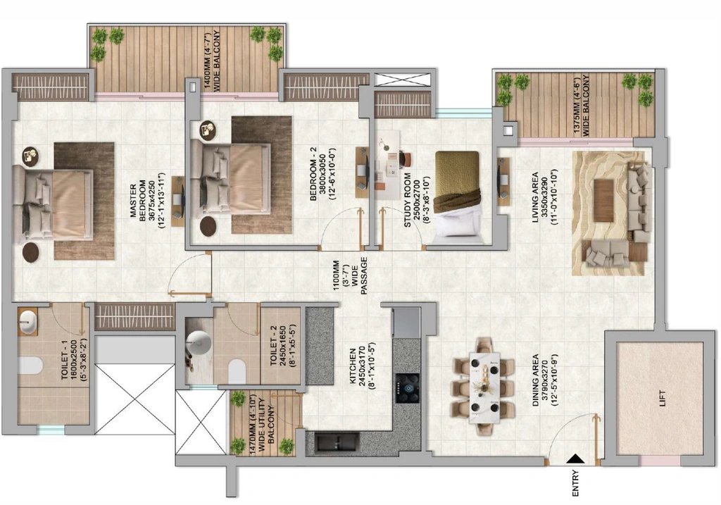 2 BHK Flat in Shades Evara Shades in Faizabad Road, Lucknow - Image 928078