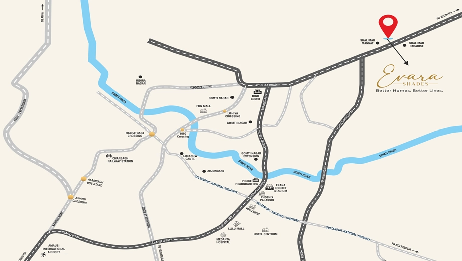 Location of Shades Evara Shades in Faizabad Road, Lucknow - Image 427530