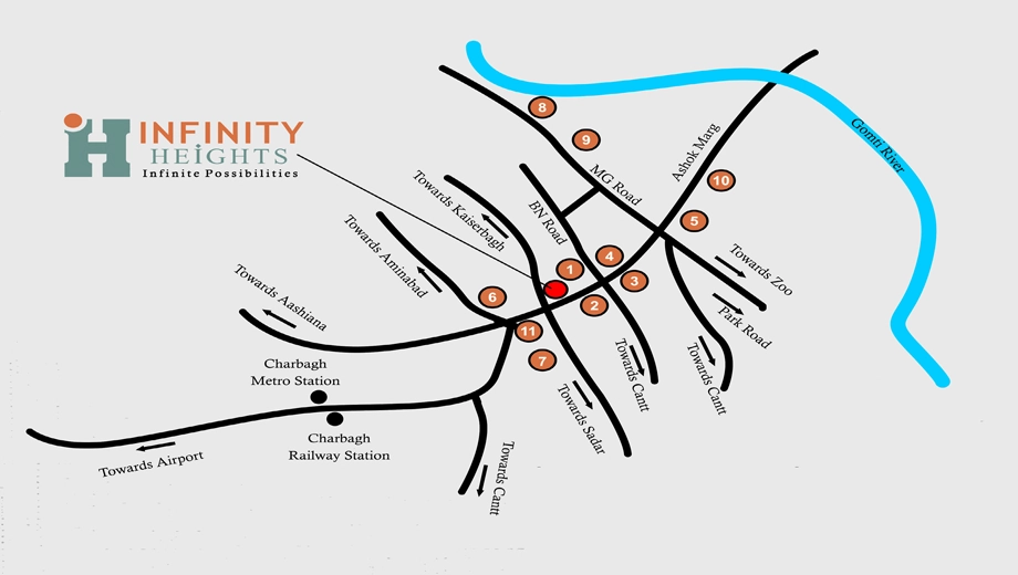 Location of SV Einar Infinity Heights in Hazratganj, Lucknow - Image 427544