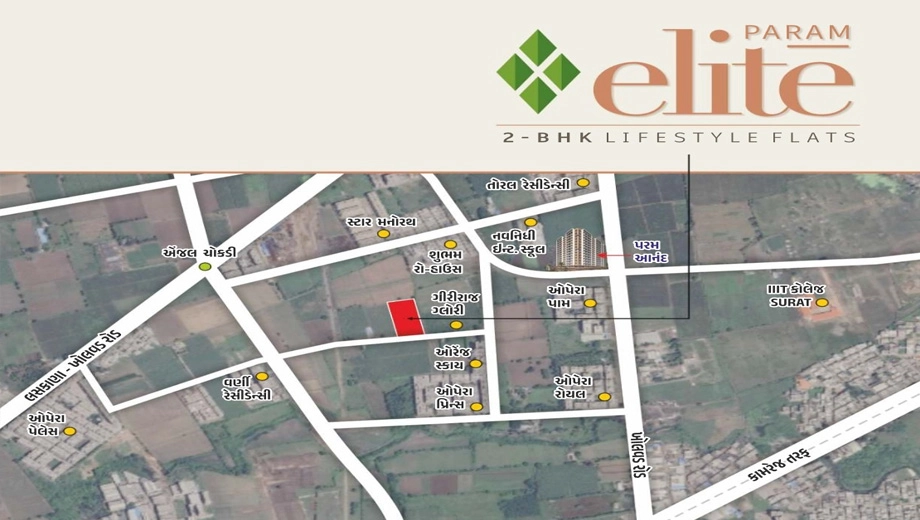 Location of Pushti Param Elite in Kamrej, Surat - Image 427548