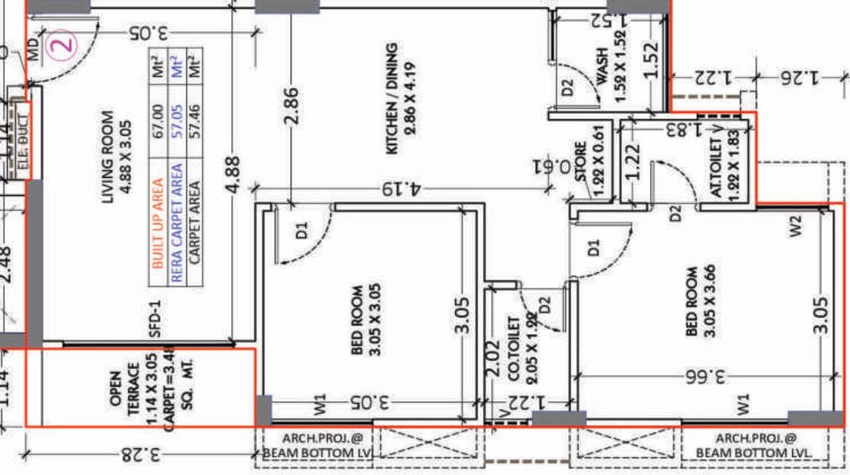 2 BHK Flat in Vijaybhai Solarin Hills in Jahangirpura, Surat - Image 928091