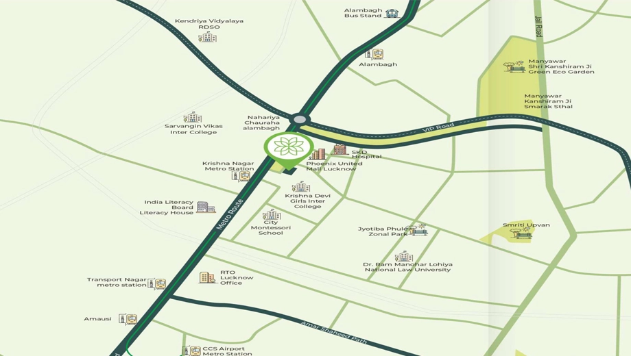Location of Mega Sahib Greens in LDA Colony, Lucknow - Image 427577
