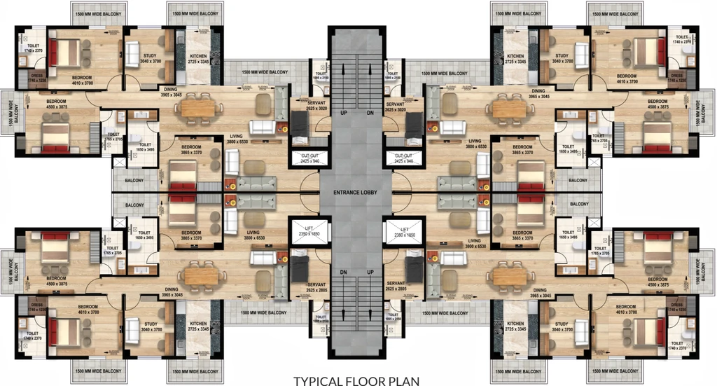 Floor Plan of Arpyash NRI Retreat Apartment in Gomti Nagar, Lucknow - Image 427593