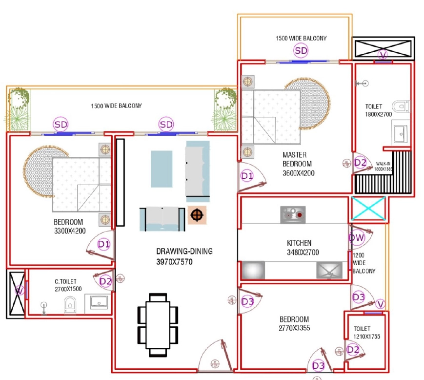3 BHK Flat in Lucknow Park View Apartments in Vasant Kunj, Lucknow - Image 928102