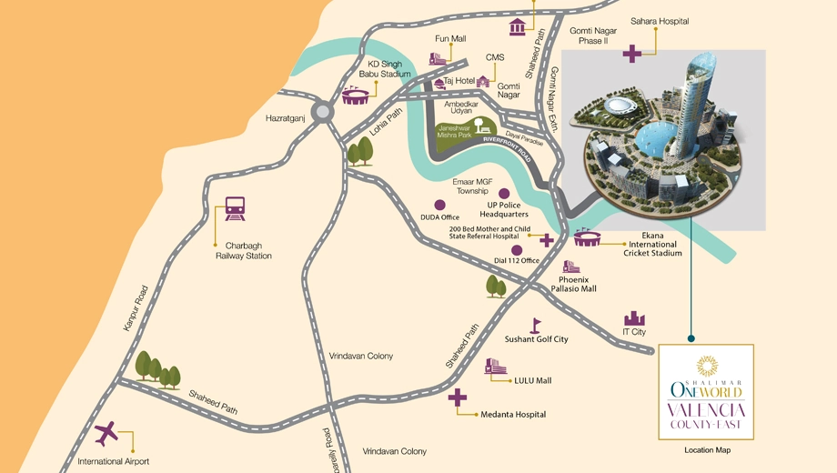 Location of Shalimar Valencia County East in Gomti Nagar Extension, Lucknow - Image 427722