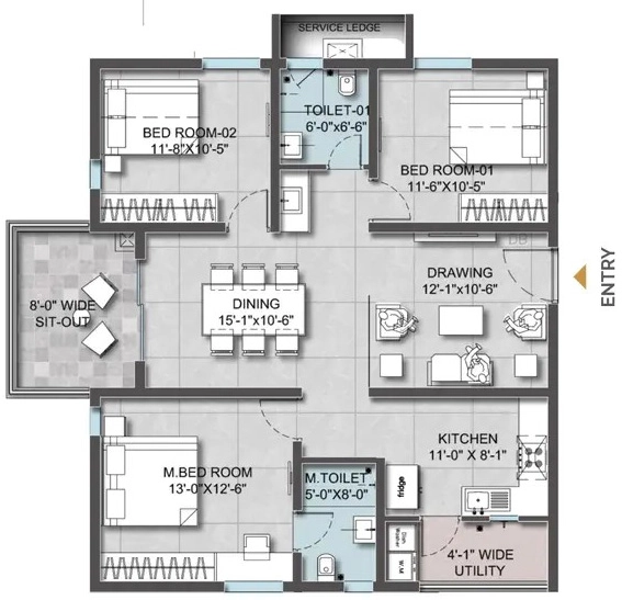 3 BHK Flat in AR Altura in Kollur, Hyderabad - Image 928115