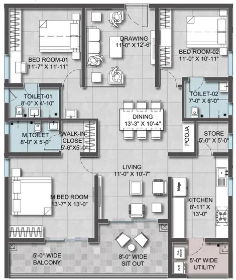3 BHK Flat in AR Altura in Kollur, Hyderabad - Image 928116