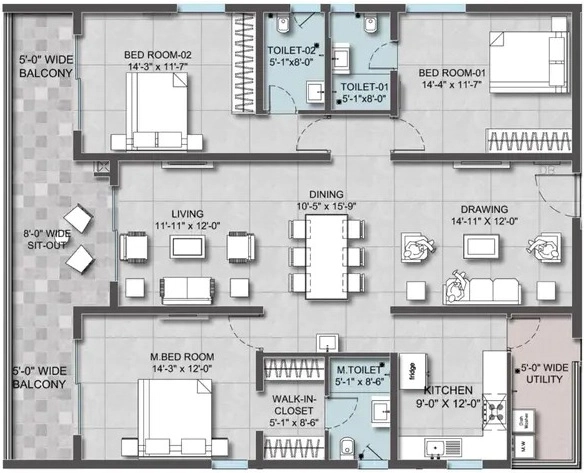 3 BHK Flat in AR Altura in Kollur, Hyderabad - Image 928118