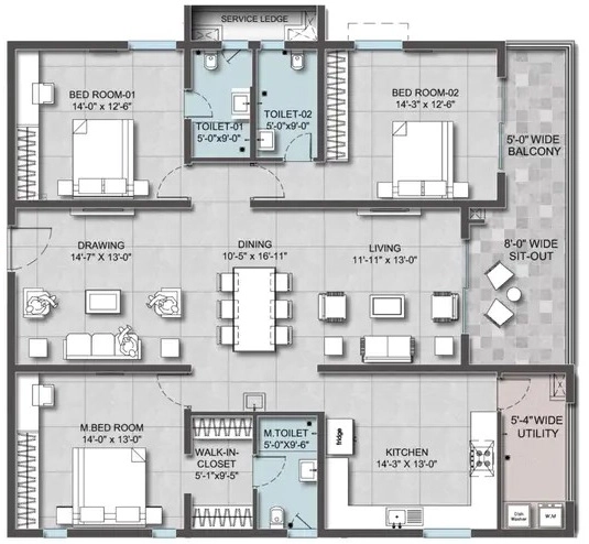 3 BHK Flat in AR Altura in Kollur, Hyderabad - Image 928119