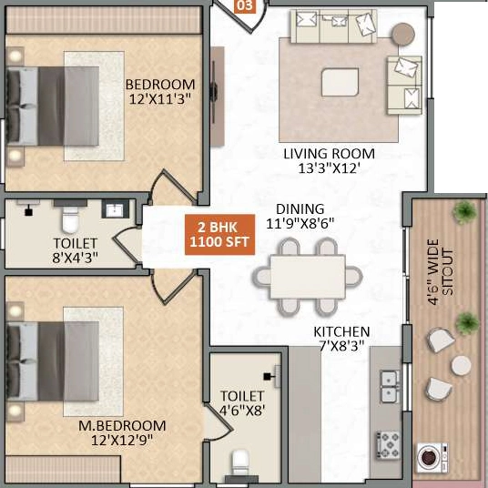 2 BHK Flat in Aryas Avadana in Hoskote, Bangalore - Image 928125