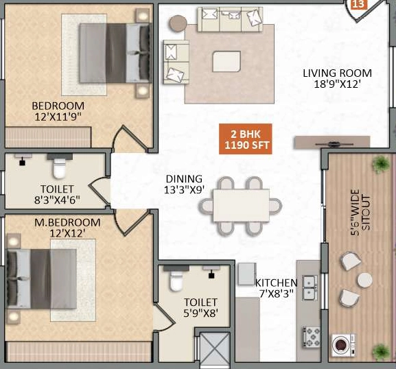 2 BHK Flat in Aryas Avadana in Hoskote, Bangalore - Image 928126