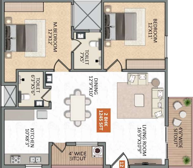2 BHK Flat in Aryas Avadana in Hoskote, Bangalore - Image 928128