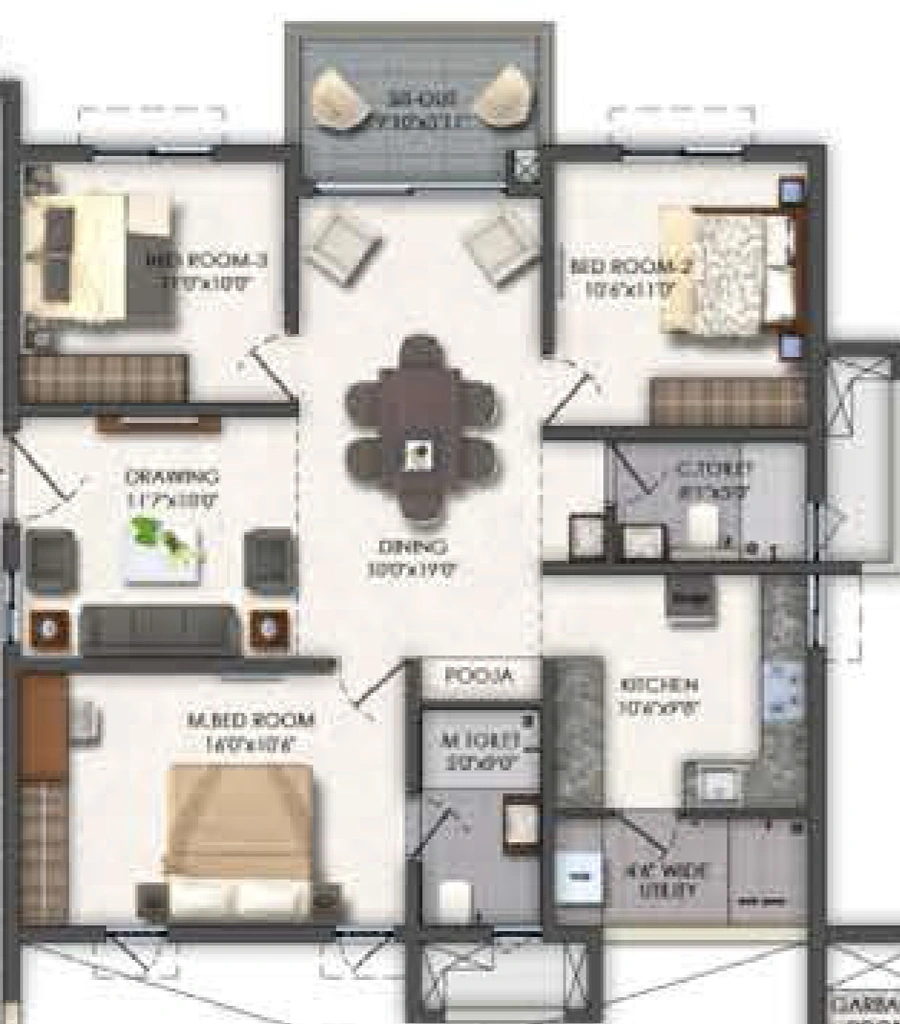 3 BHK Flat in Aspire Spaces A3 in Mallampet, Hyderabad - Image 928138