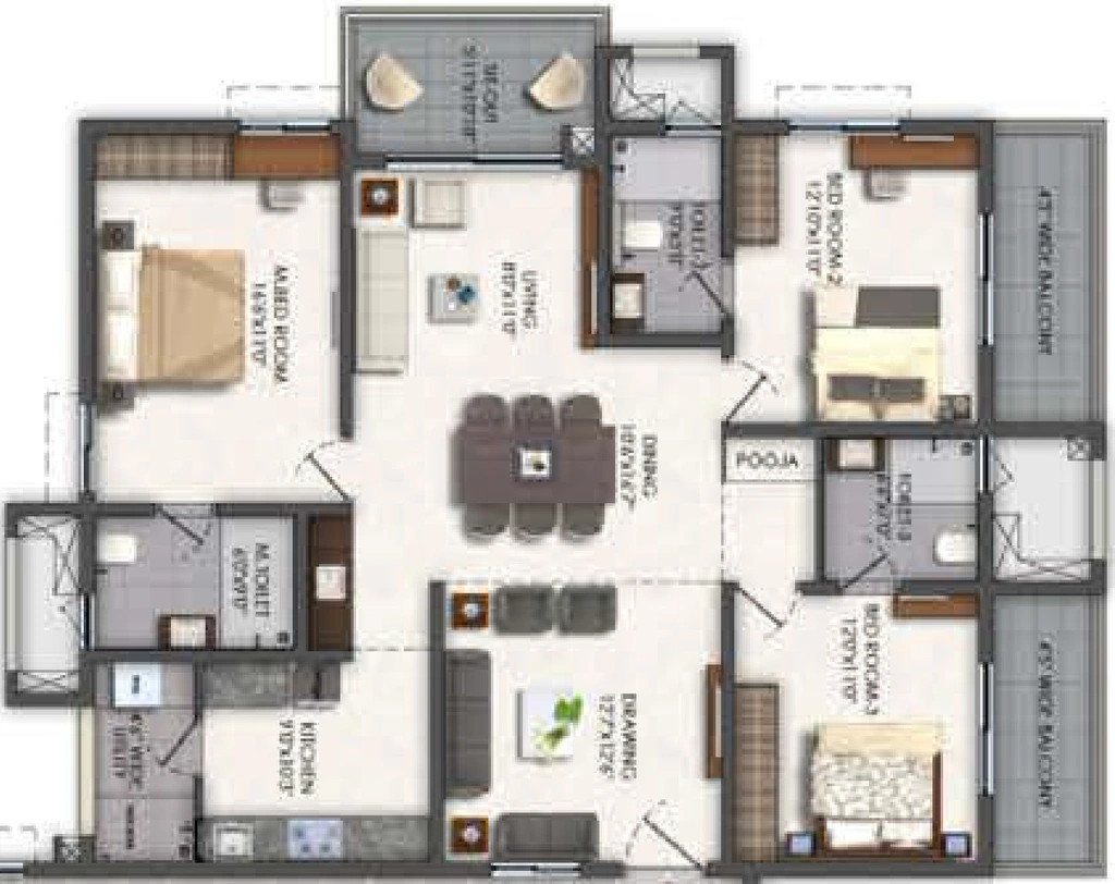 3 BHK Flat in Aspire Spaces A3 in Mallampet, Hyderabad - Image 928141
