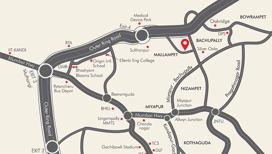 Location of Aspire Spaces A3 in Mallampet, Hyderabad - Image 427732