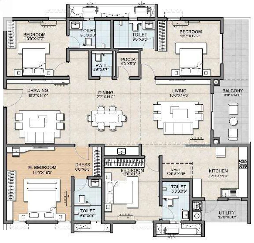 4 BHK Flat in Auro Sapphire in Kondapur, Hyderabad - Image 928146
