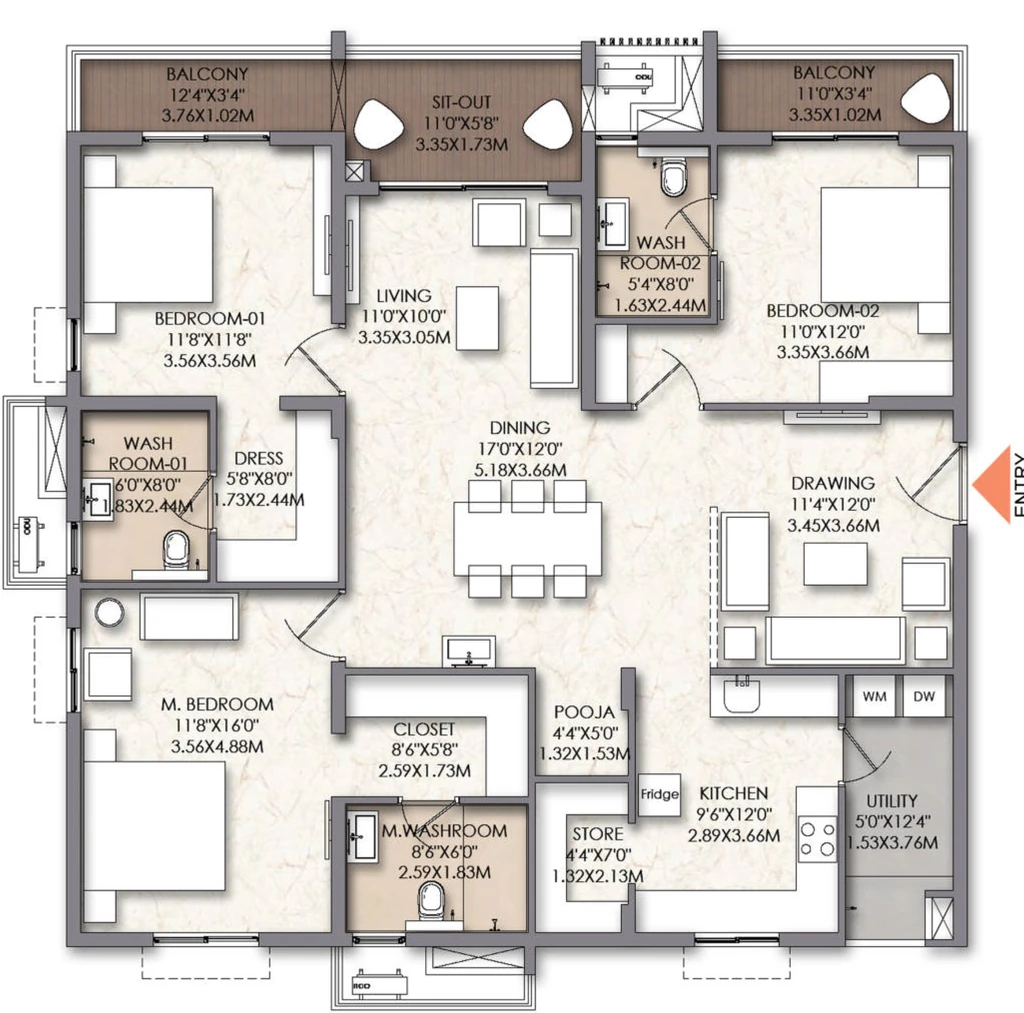 3 BHK Flat in Brigade Manor in Moti Nagar, Hyderabad - Image 928150