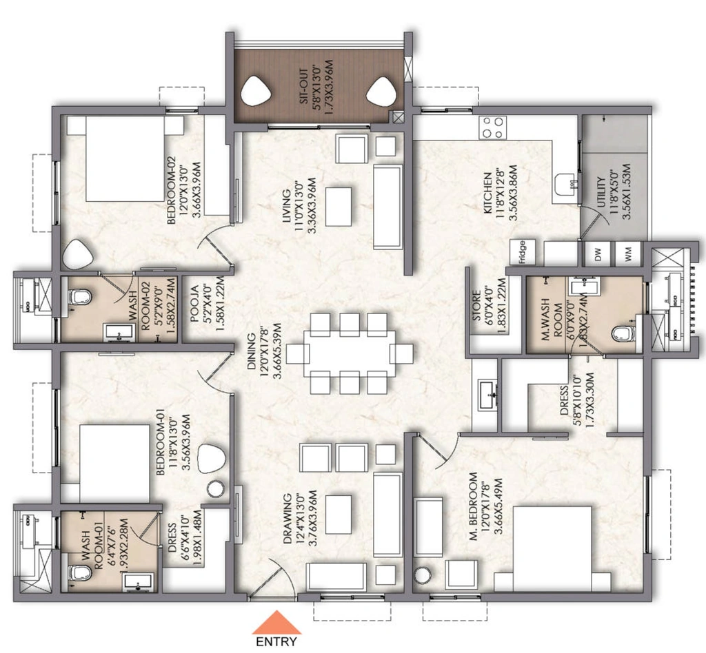 3 BHK Flat in Brigade Manor in Moti Nagar, Hyderabad - Image 928151