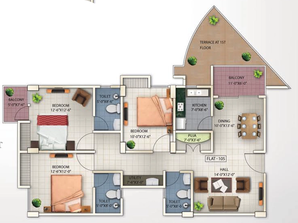 3 BHK Flat in Universal Ecogreens in Lokhra, Guwahati - Image 928235