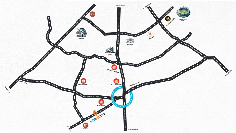 Location of Skyom City in Mohanlalganj, Lucknow - Image 427771