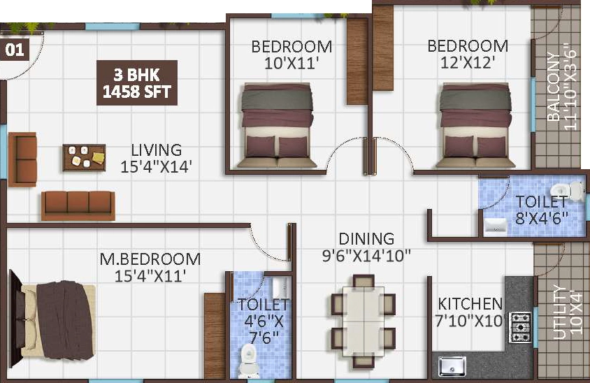 3 BHK Flat in Endeavour Evara in Electronic City, Bangalore - Image 928173
