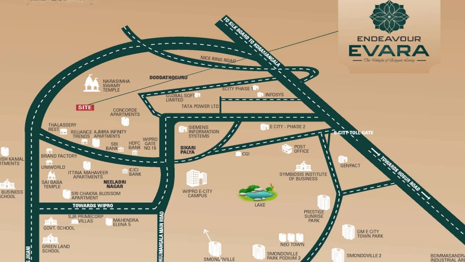 Location of Endeavour Evara in Electronic City, Bangalore - Image 427776